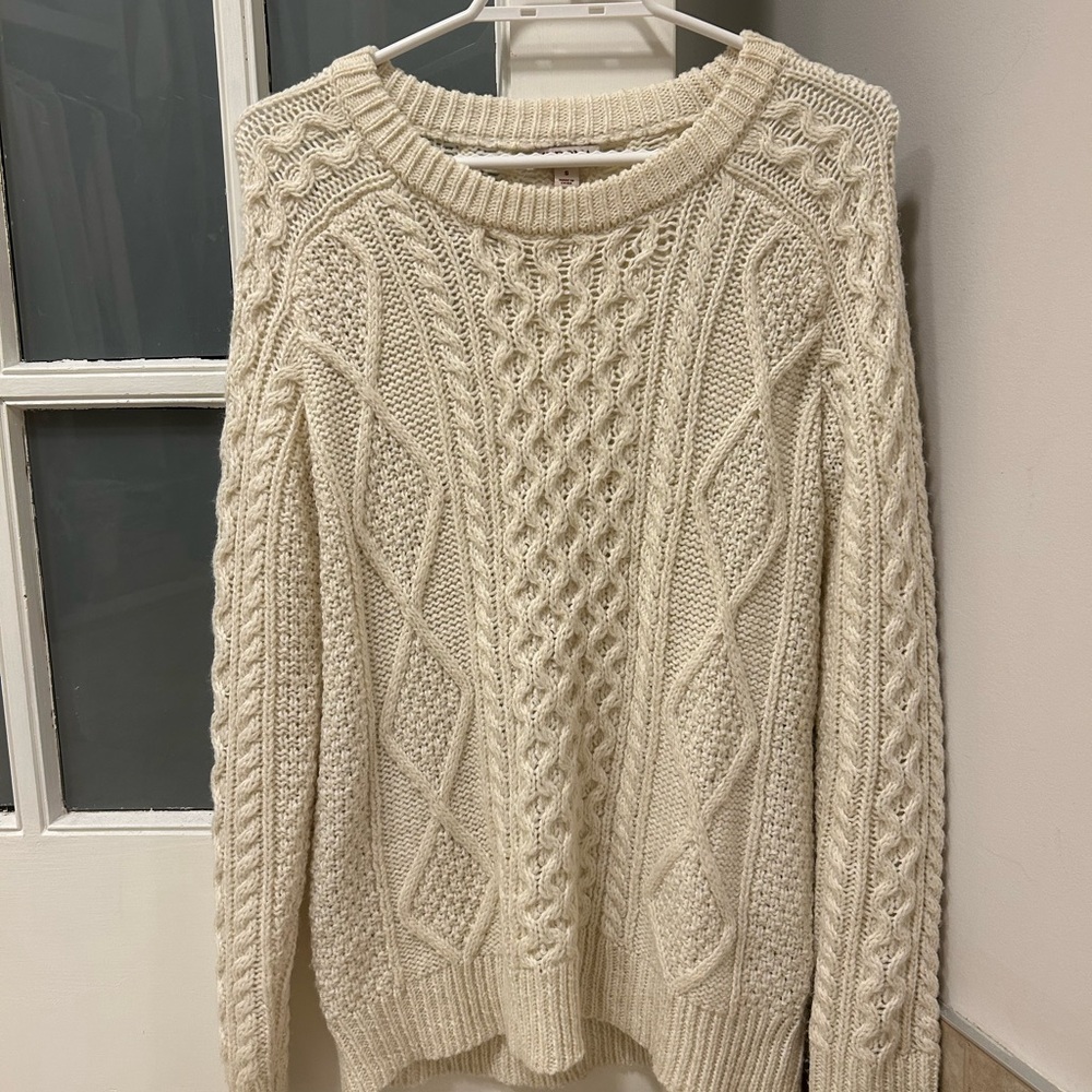 Vintage White Cable Knit Sweater